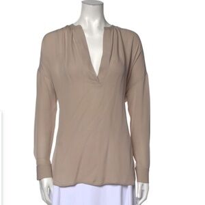 Vince split v neck silk blouse